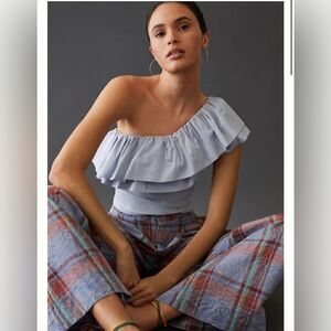 Anthropologie Sunday in Brooklyn Ruffled One-Shoulder Top Size XL
